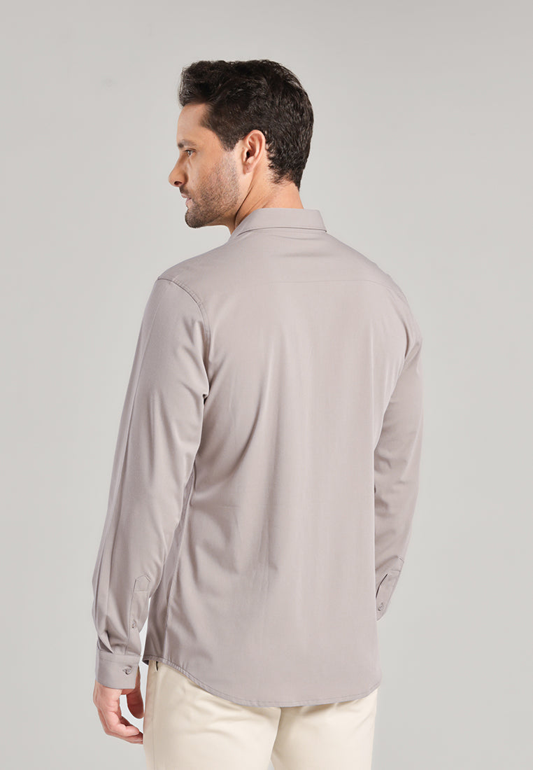 MOC - Kemeja Polos Pria Lengan Panjang Laredo - Grey