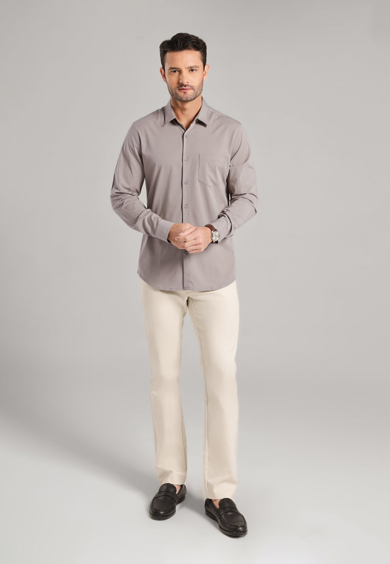 MOC - Kemeja Polos Pria Lengan Panjang Laredo - Grey
