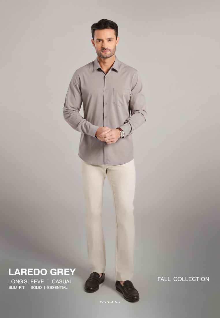 MOC - Kemeja Polos Pria Lengan Panjang Laredo - Grey