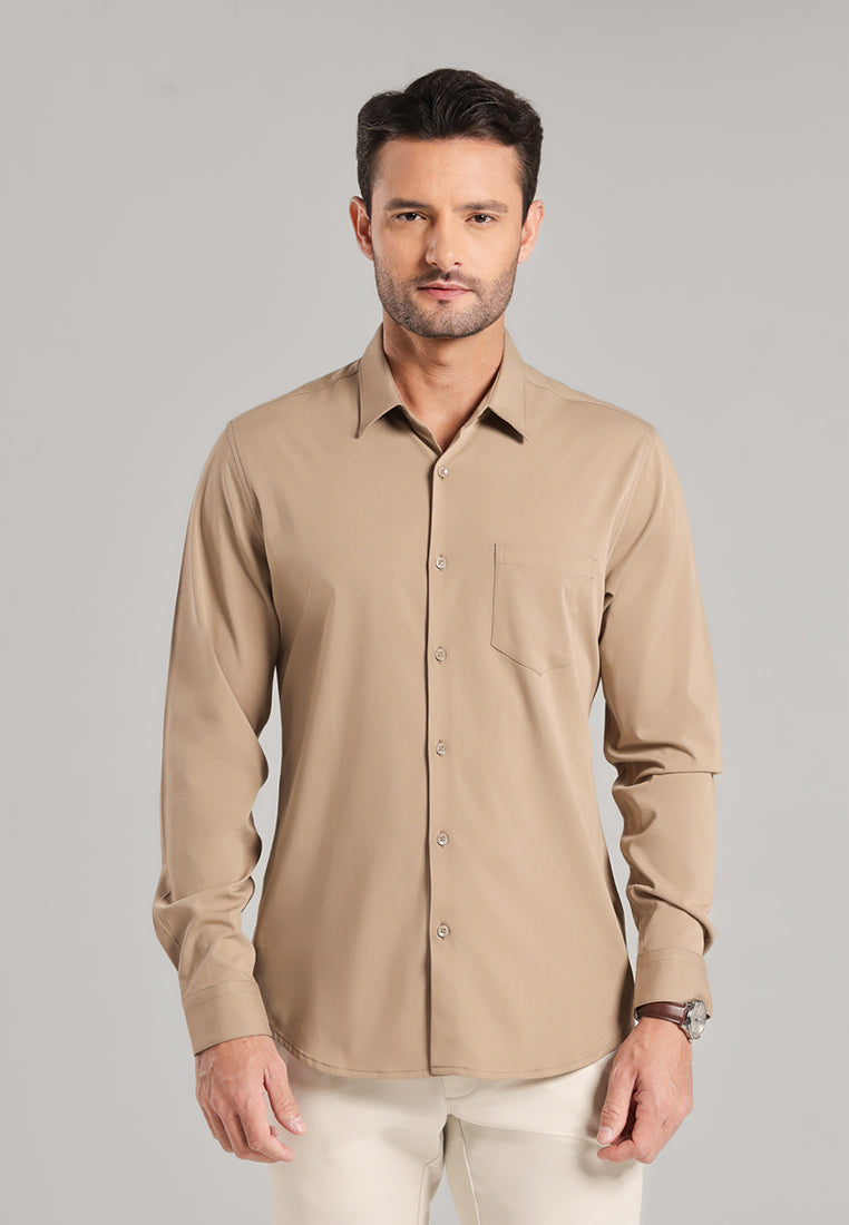 MOC - Kemeja Polos Pria Lengan Panjang Laredo - Brown