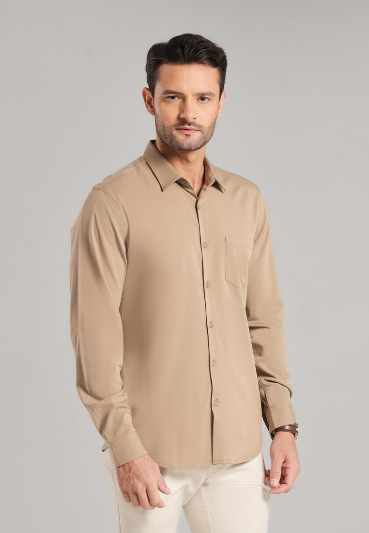 MOC - Kemeja Polos Pria Lengan Panjang Laredo - Brown