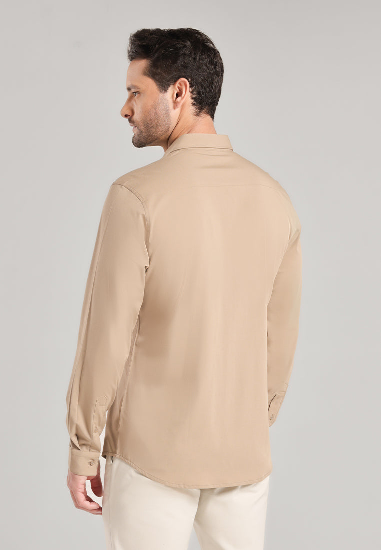 MOC - Kemeja Polos Pria Lengan Panjang Laredo - Brown