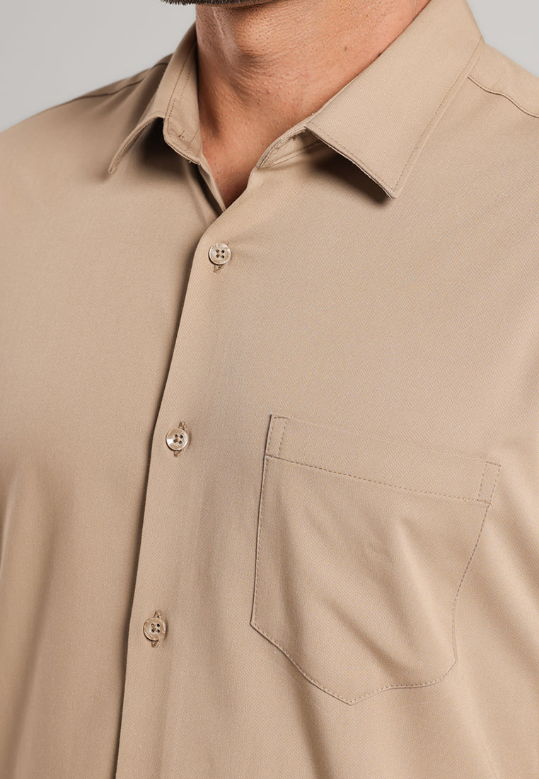 MOC - Kemeja Polos Pria Lengan Panjang Laredo - Brown
