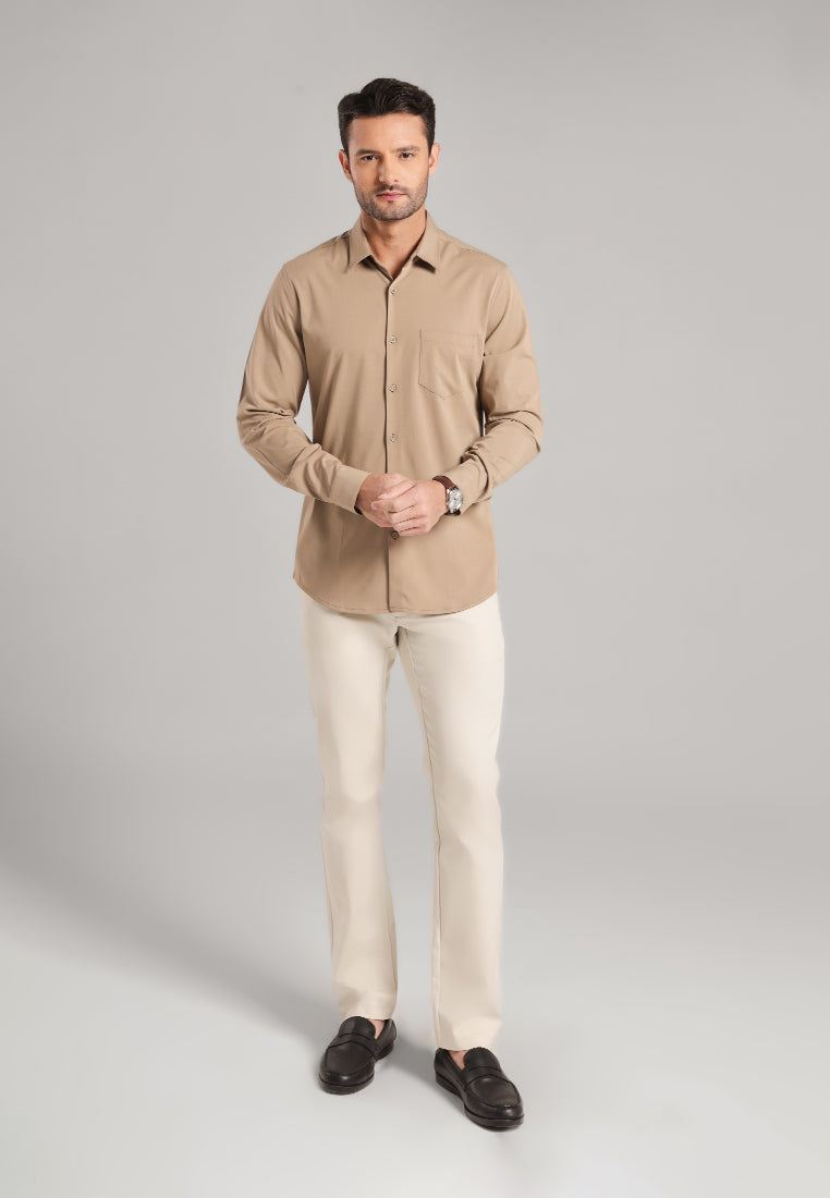MOC - Kemeja Polos Pria Lengan Panjang Laredo - Brown