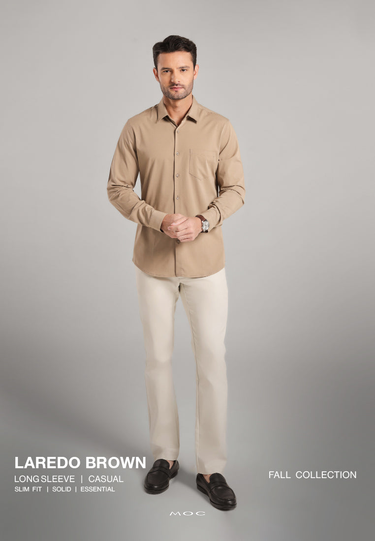 MOC - Kemeja Polos Pria Lengan Panjang Laredo - Brown