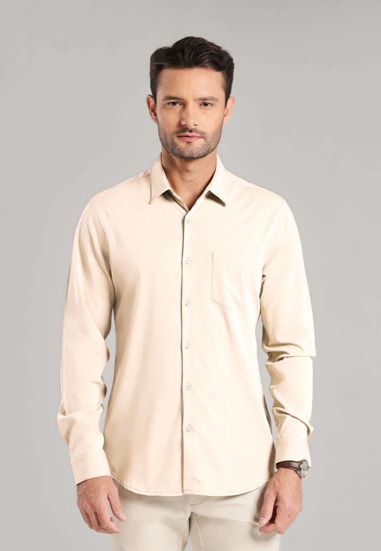 MOC - Kemeja Polos Pria Lengan Panjang Laredo - Beige