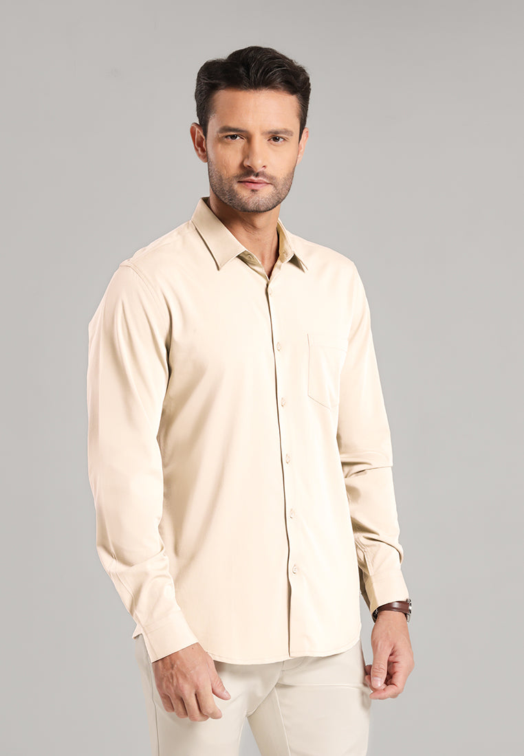MOC - Kemeja Polos Pria Lengan Panjang Laredo - Beige