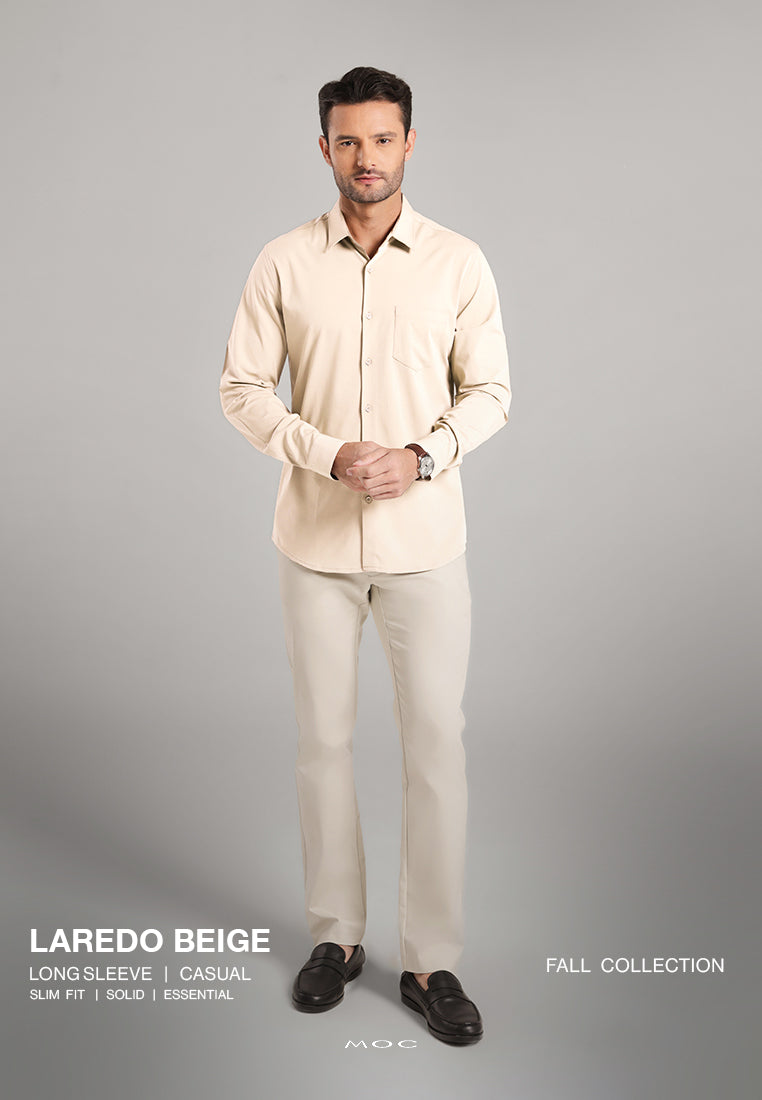 MOC - Kemeja Polos Pria Lengan Panjang Laredo - Beige