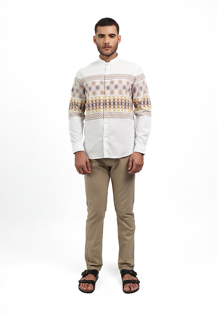 MOC Kemeja Koko Lengan Panjang Pria SWIZZ - WHITE