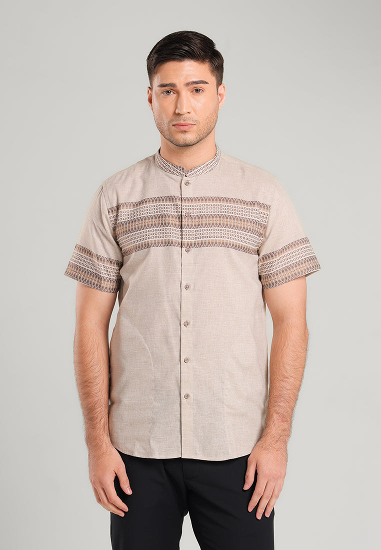 MOC Kemeja Koko Lengan Pendek Pria HORIF - KHAKI