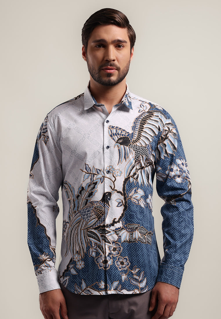 MOC - Kemeja Batik Pria Lengan Panjang Nurras - Blue