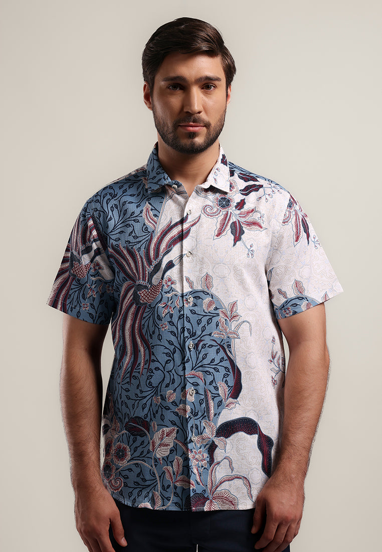 MOC - Kemeja Batik Pria Lengan Pendek Wiras - Blue