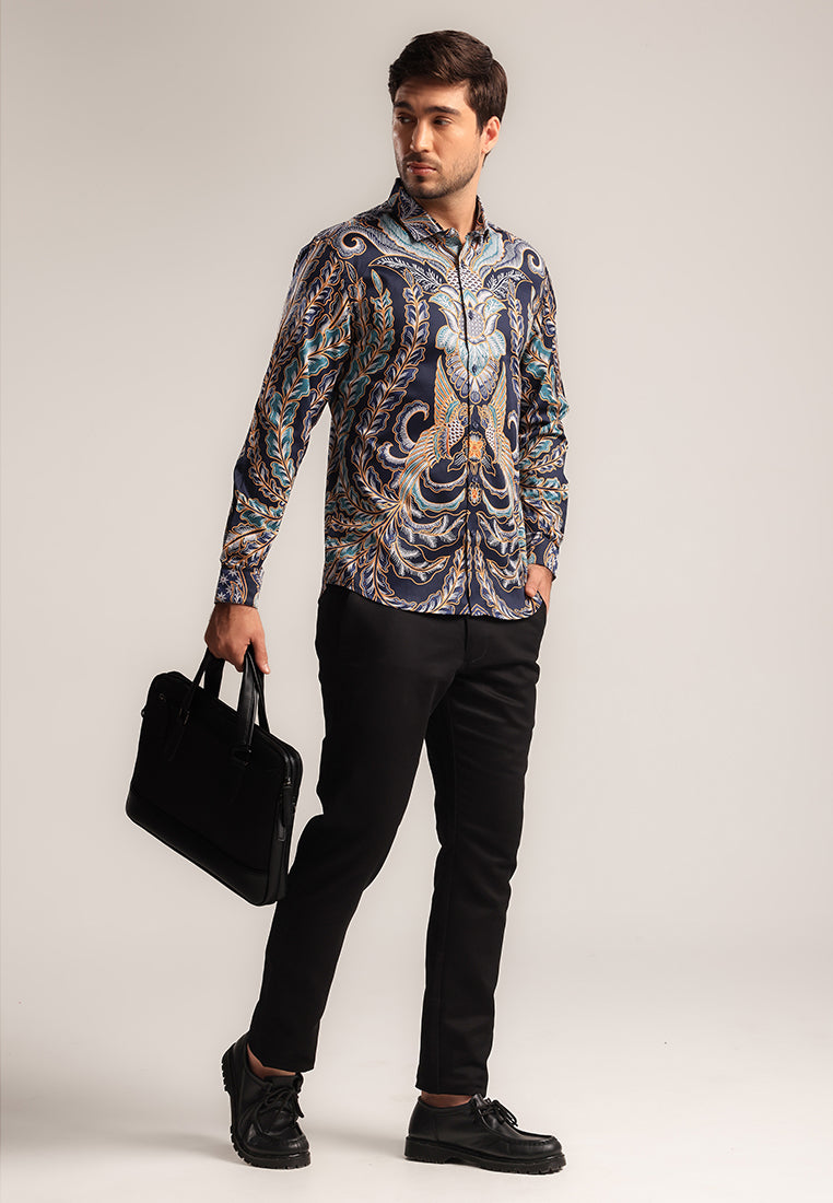 MOC - Kemeja Batik Pria Lengan Panjang Vardhama - Black
