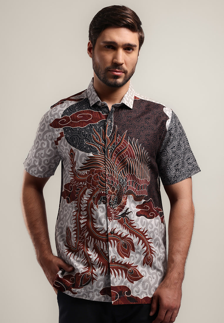 MOC Kemeja Batik Lengan Pendek Pria DHANU - BEIGE