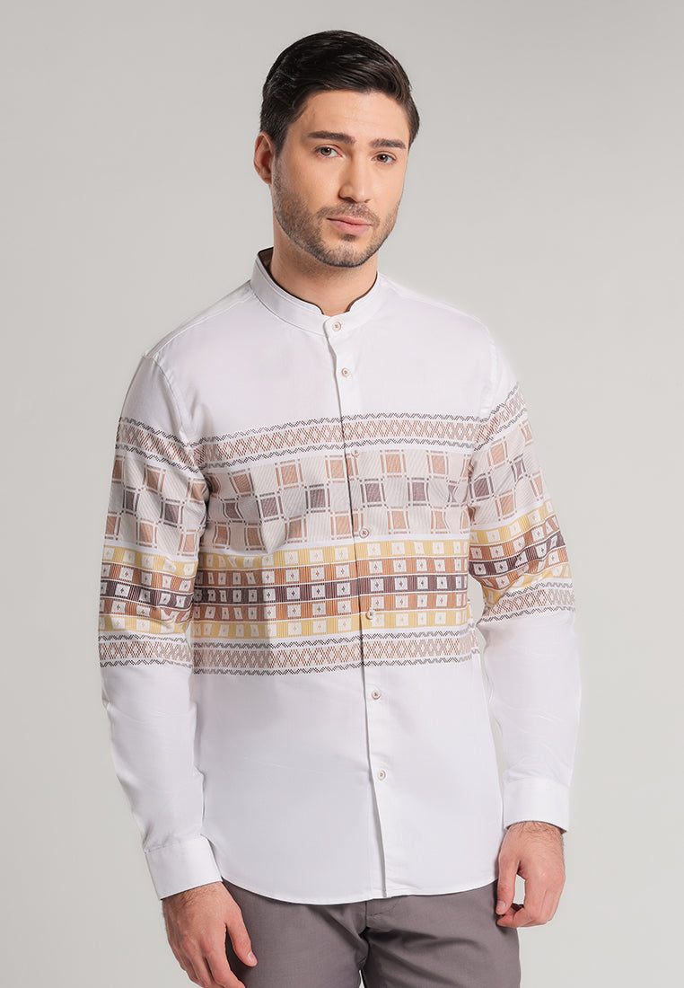 MOC Kemeja Koko Lengan Panjang Pria SWIZZ - WHITE