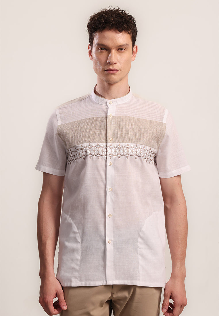MOC Kemeja Koko Lengan Pendek Pria CALAIS - WHITE