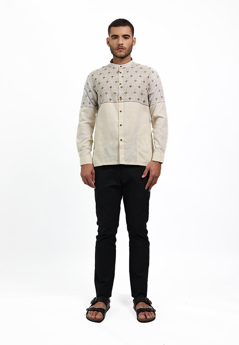 MOC Kemeja Koko Lengan Panjang Pria KOURY - KHAKI