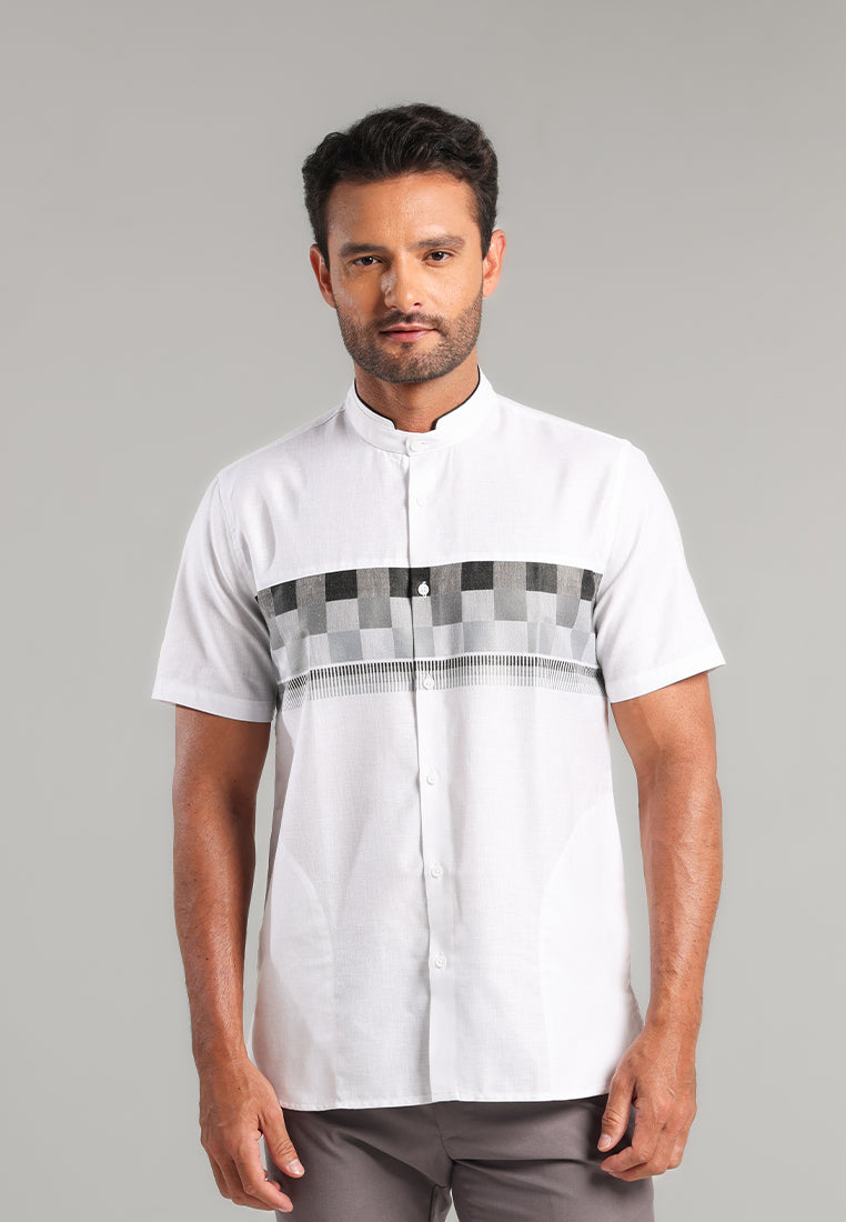 MOC Kemeja Koko Lengan Pendek Pria Dubai - White