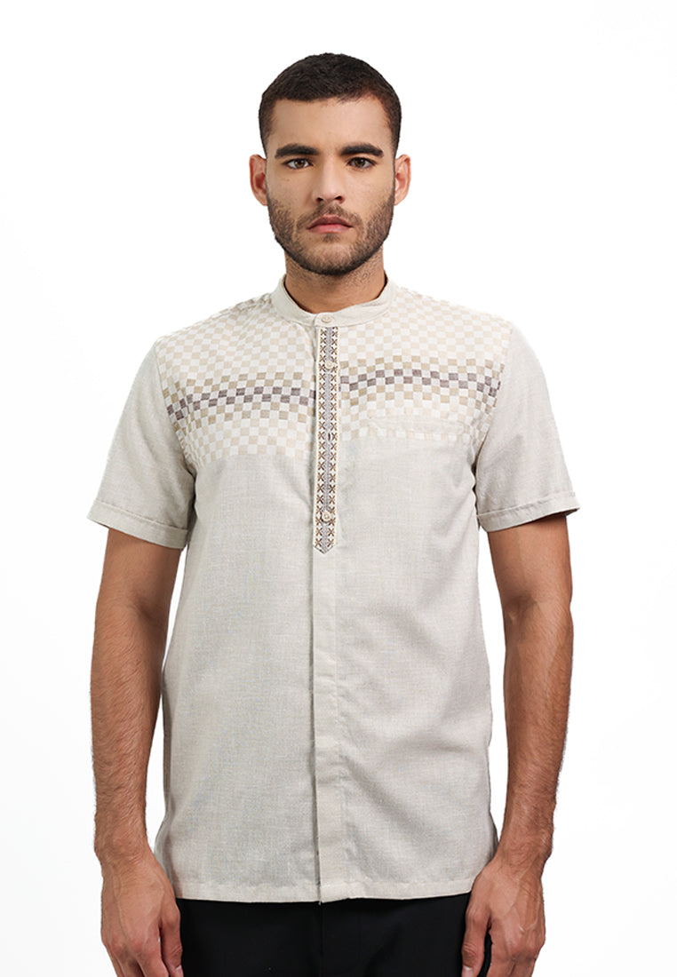 MOC x Habib Jafar Kemeja Koko Lengan Pendek Pria Iskander - Khaki