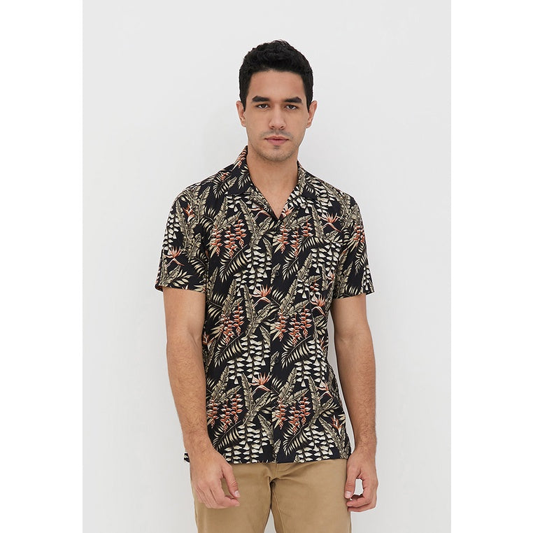 Men's Top By MOC Kemeja Pria Printing Pendek Modern Fit Gili Best Seller