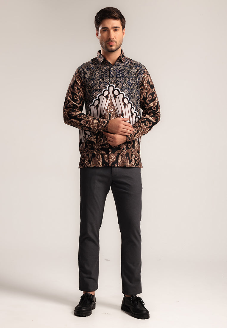 MOC Kemeja Batik Lengan Panjang Pria Tunggadewa - Brown
