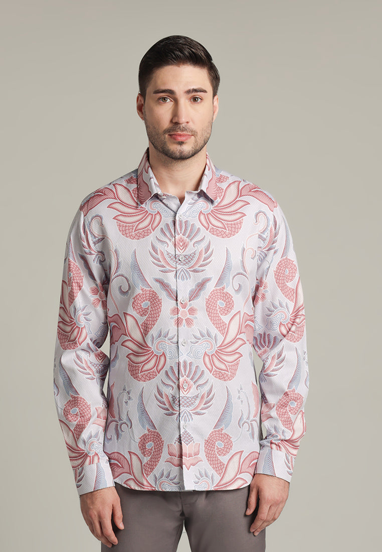 MOC - Kemeja Batik Pria Lengan Panjang Harjuna - Beige