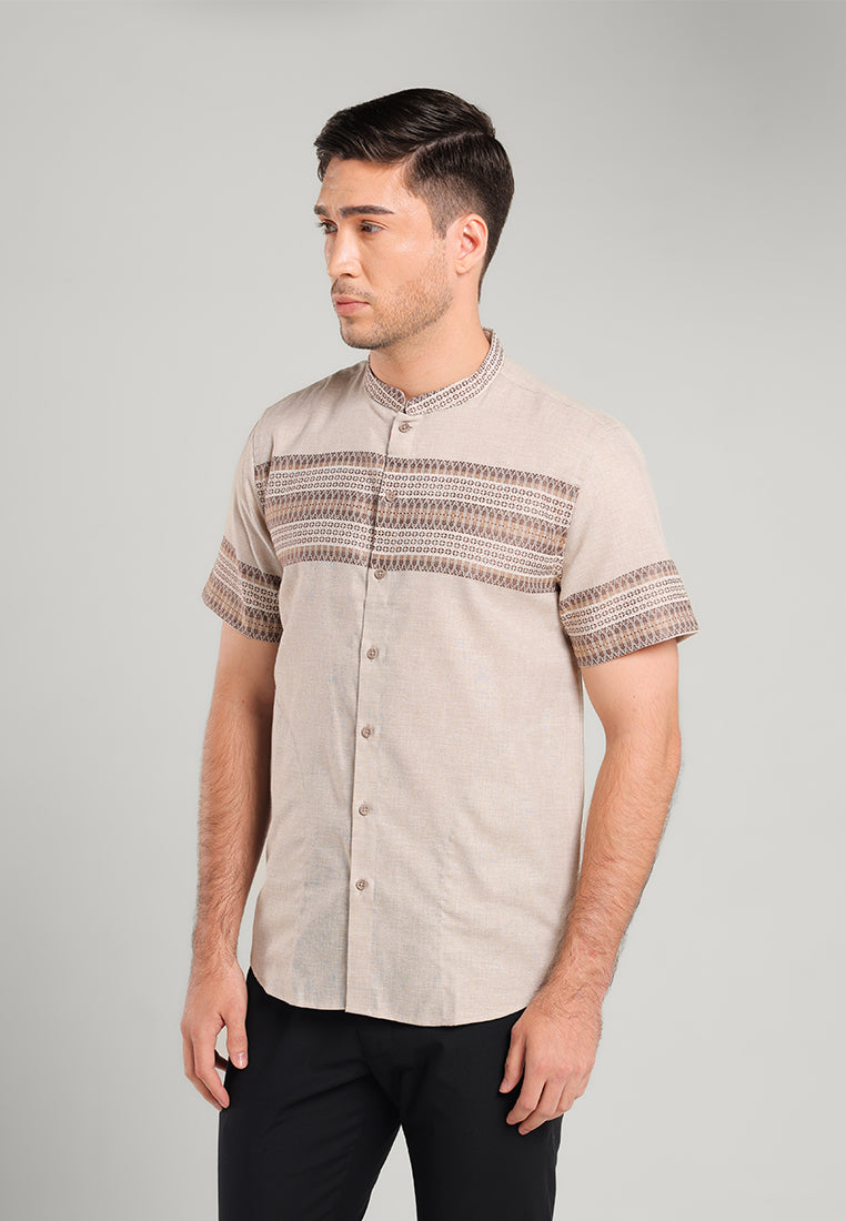 MOC Kemeja Koko Lengan Pendek Pria HORIF - KHAKI