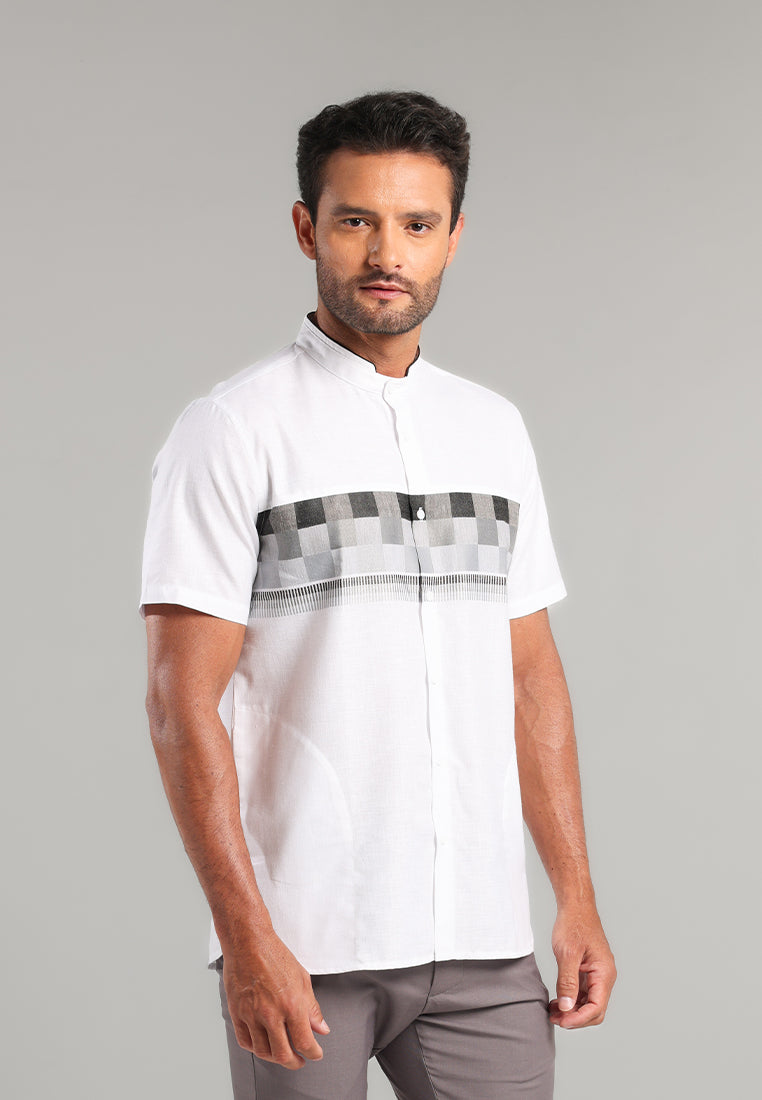 MOC Kemeja Koko Lengan Pendek Pria Dubai - White