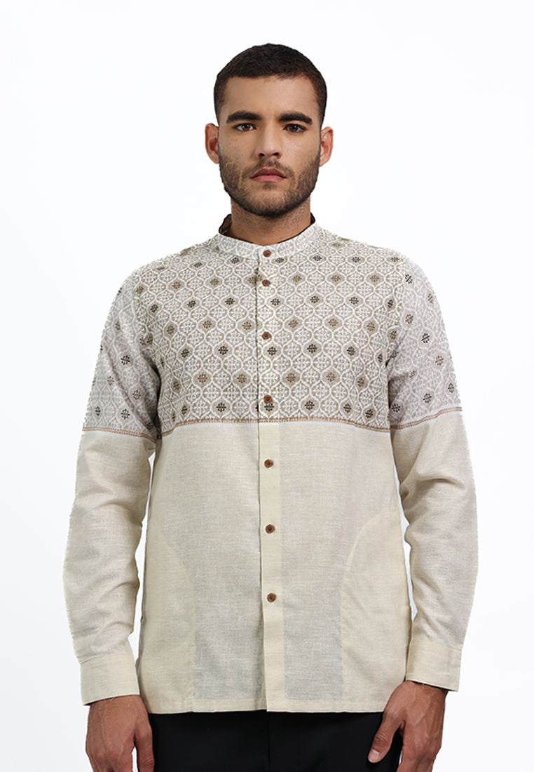 MOC Kemeja Koko Lengan Panjang Pria KOURY - KHAKI