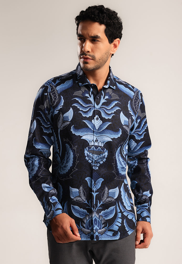 MOC - Kemeja Batik Pria Lengan Panjang Ardhani - Blue