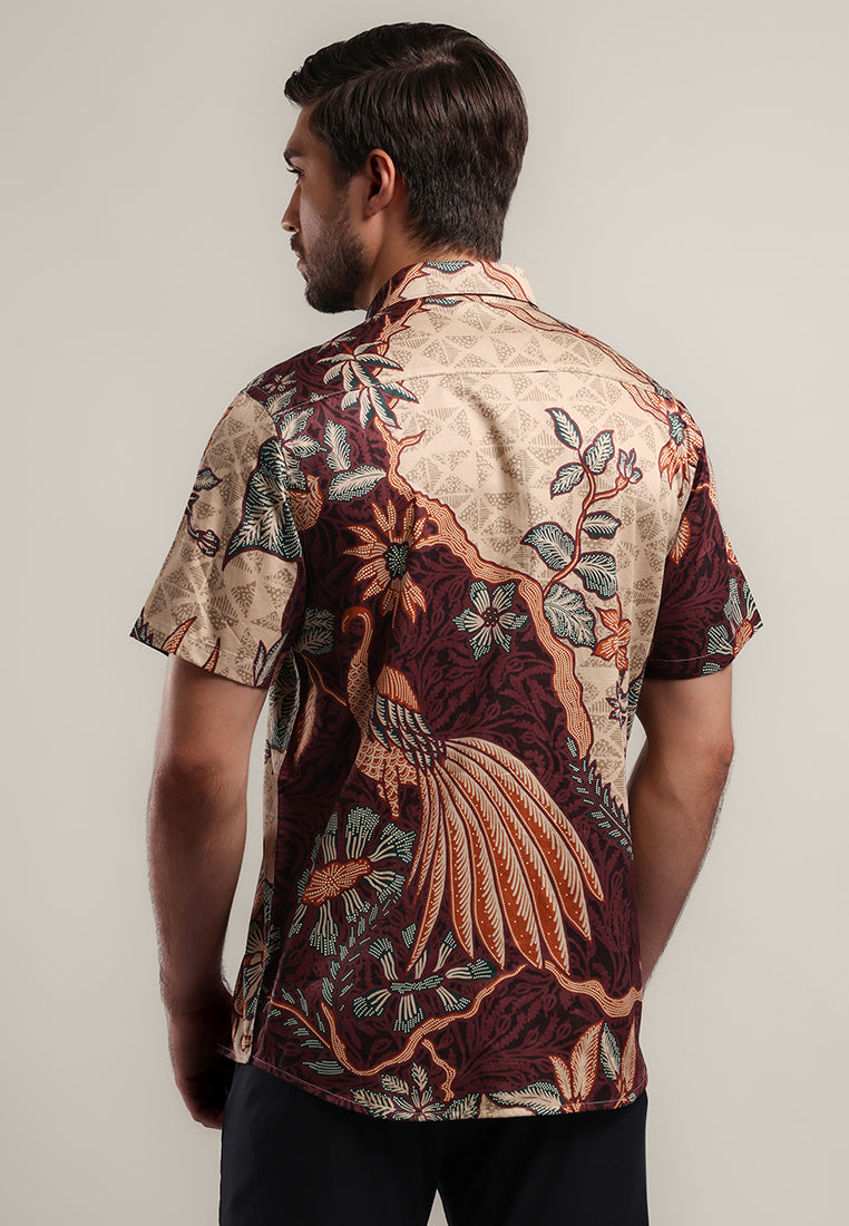 MOC - Kemeja Batik Pria Lengan Pendek Kayanawa - Maroon