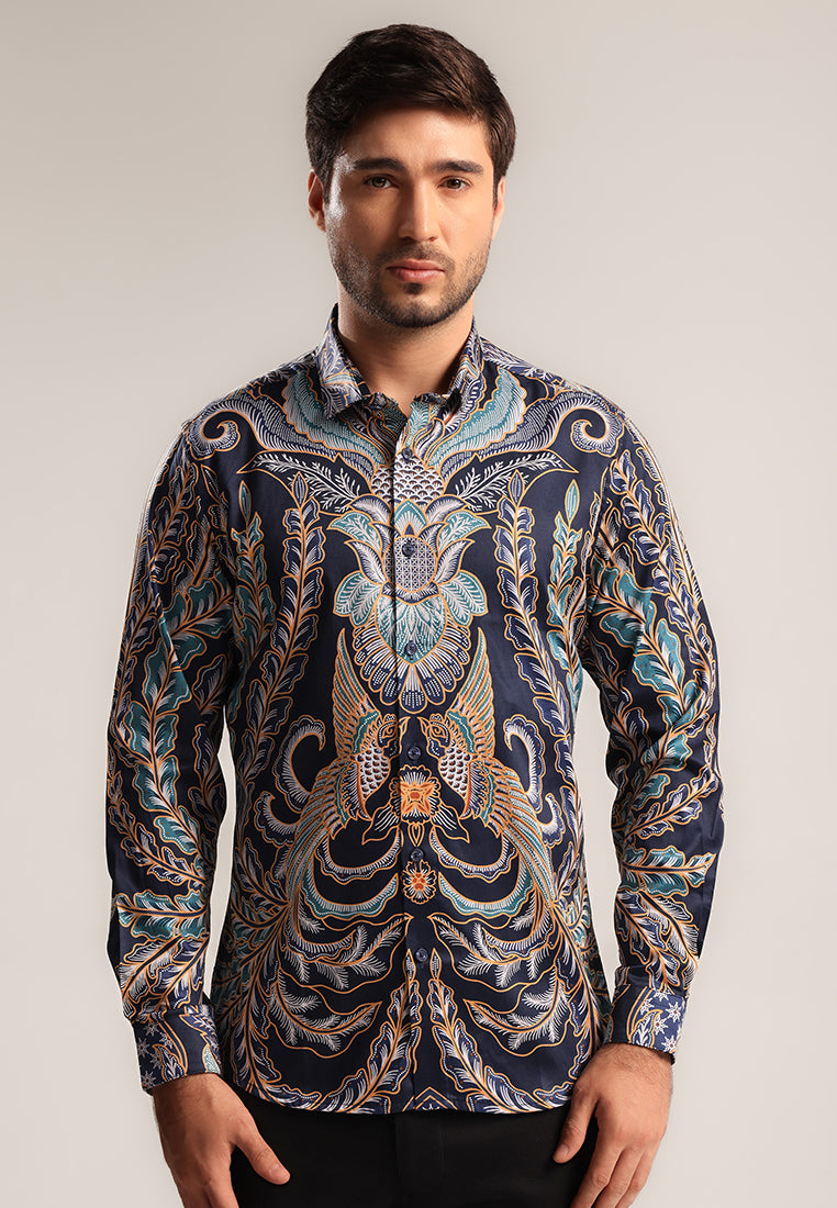 MOC - Kemeja Batik Pria Lengan Panjang Vardhama - Black