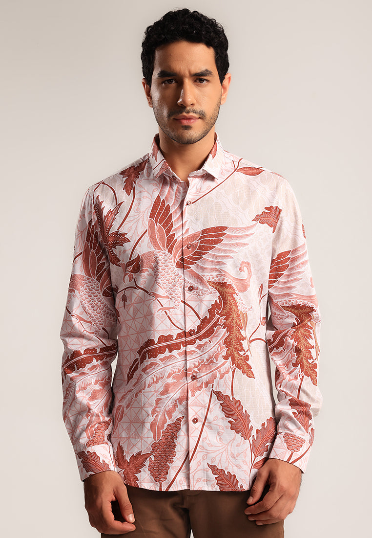 MOC - Kemeja Batik Pria Lengan Panjang Badrika - Maroon