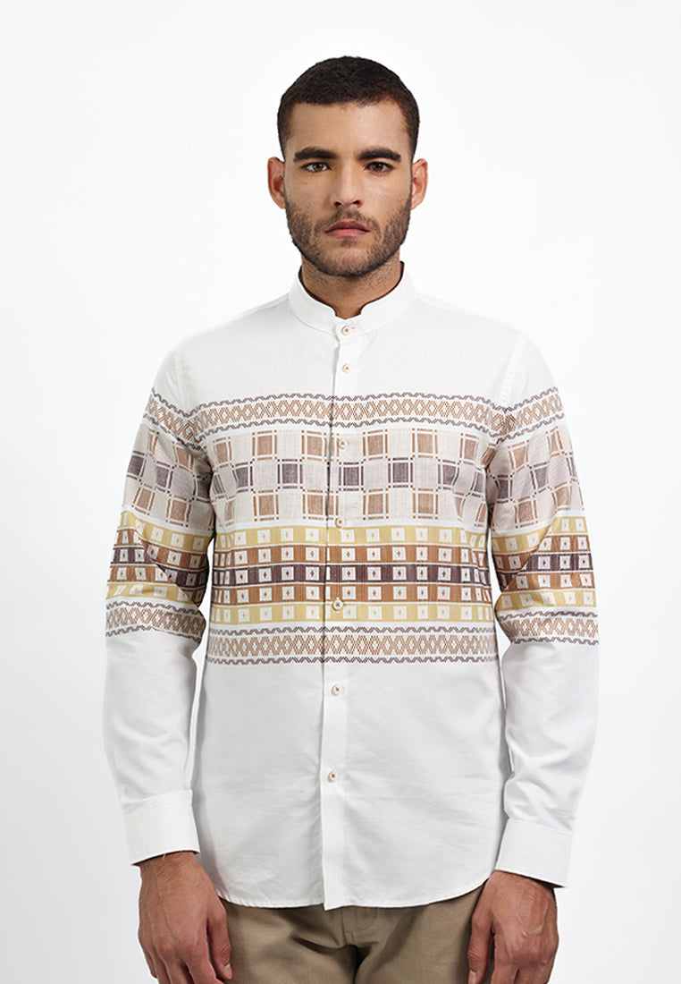 MOC Kemeja Koko Lengan Panjang Pria SWIZZ - WHITE