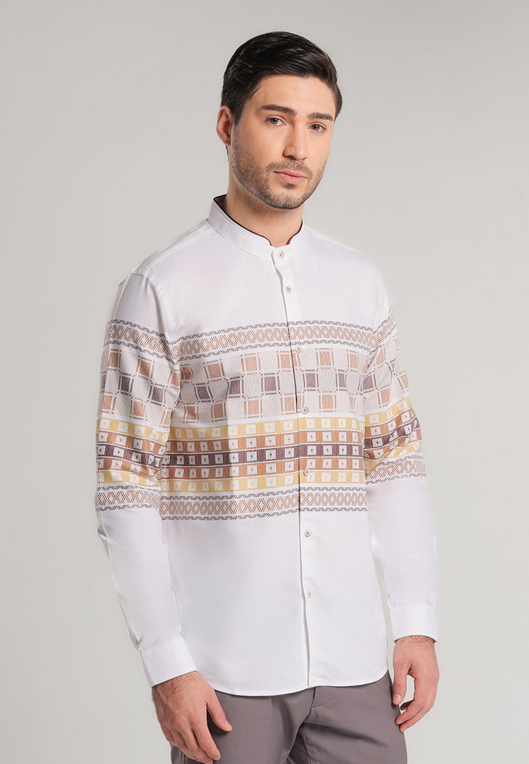 MOC Kemeja Koko Lengan Panjang Pria SWIZZ - WHITE
