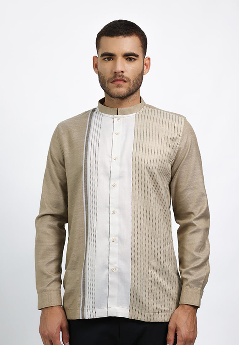 MOC Kemeja Koko Lengan Panjang Pria QURIYA - BROWN