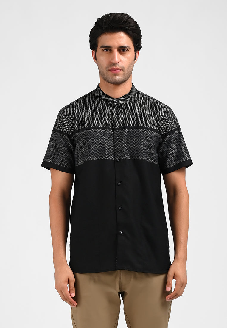 MOC Kemeja Koko Lengan Pendek Pria IDHGAM-BLACK