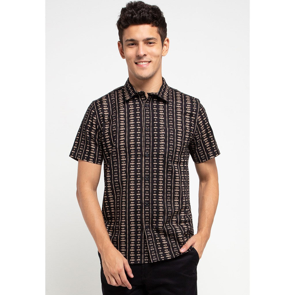 Men's Top By MOC Kemeja Pria Printing Pendek Slim Fit Sensa Best Seller