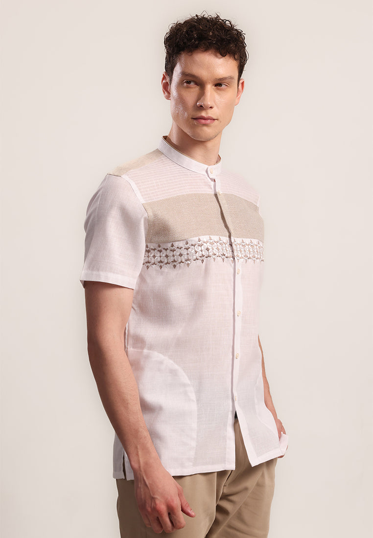 MOC Kemeja Koko Lengan Pendek Pria CALAIS - WHITE