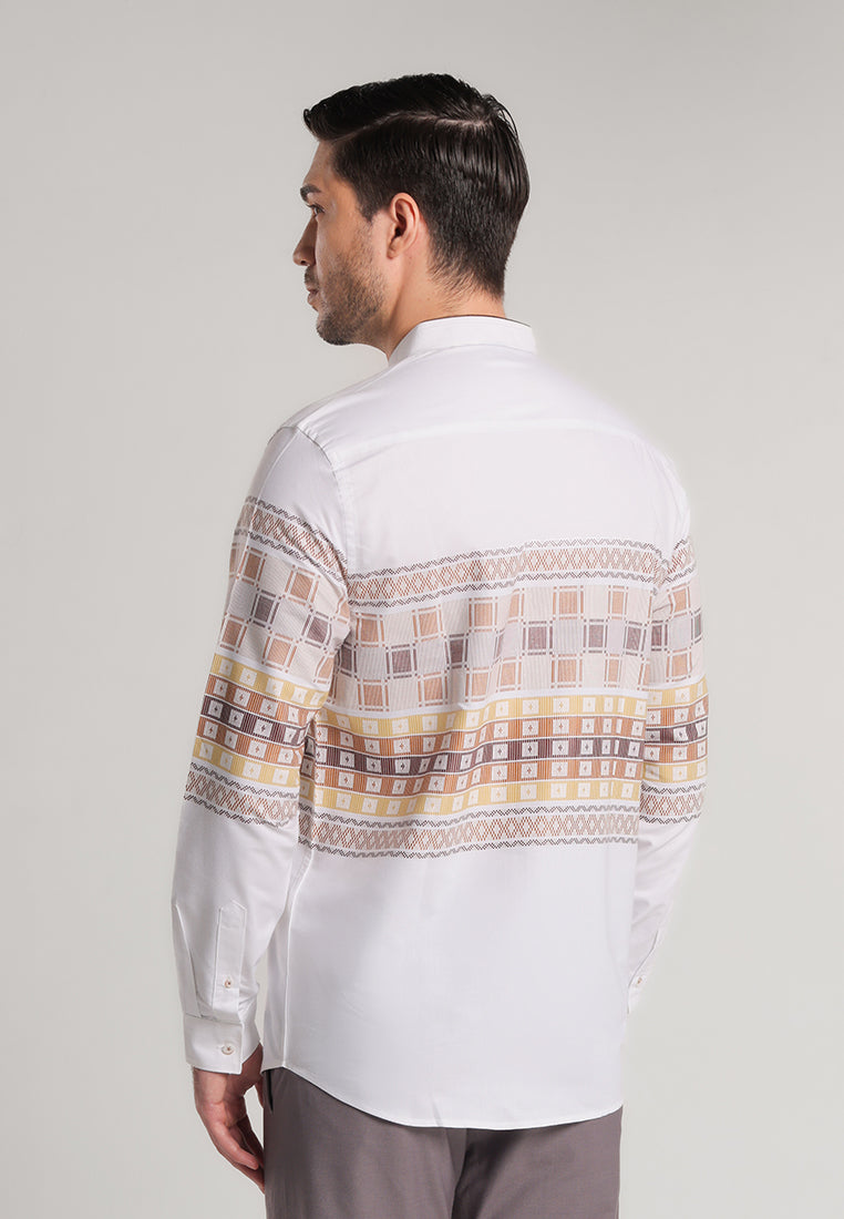 MOC Kemeja Koko Lengan Panjang Pria SWIZZ - WHITE