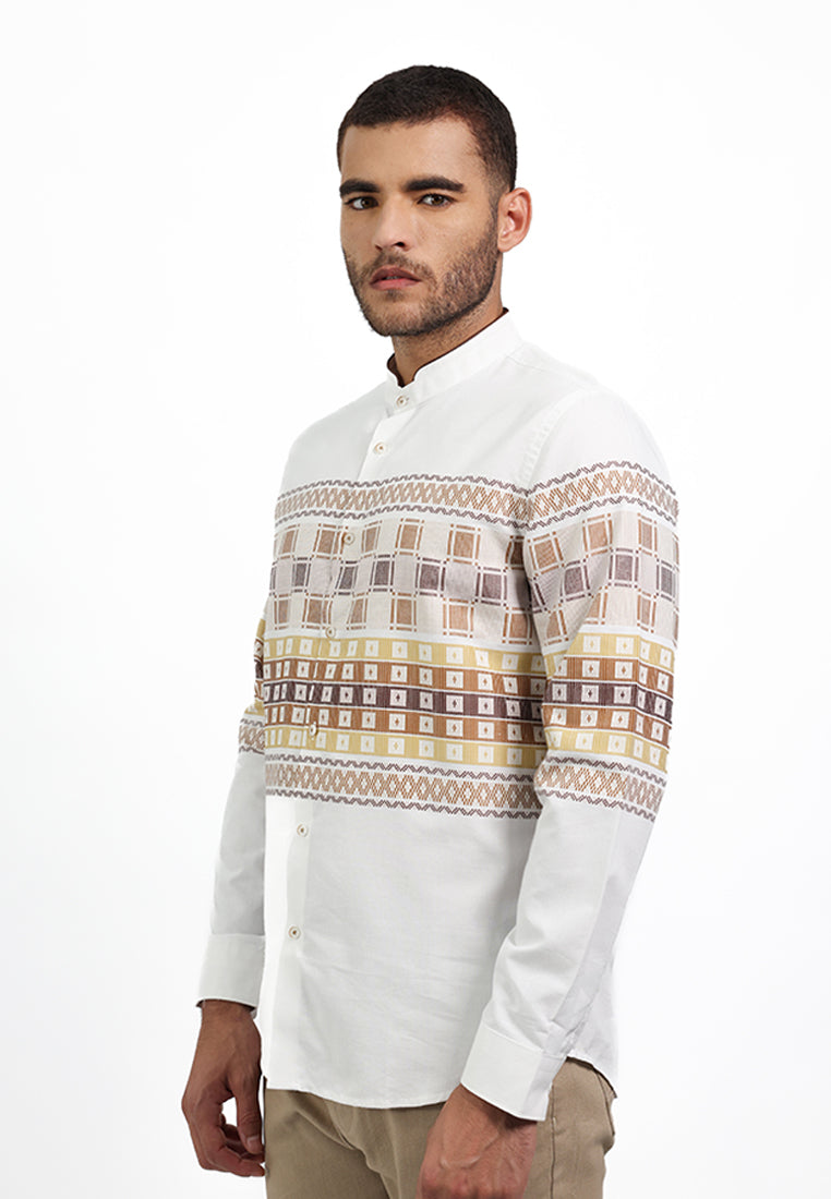 MOC Kemeja Koko Lengan Panjang Pria SWIZZ - WHITE