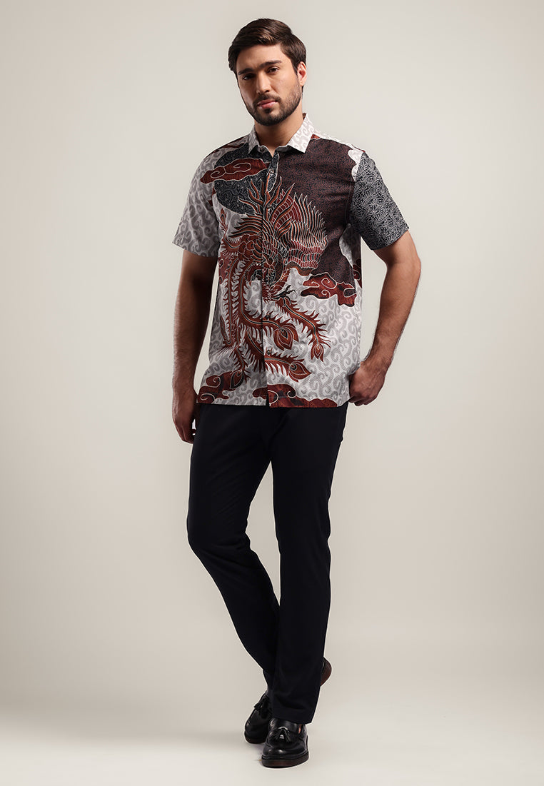 MOC Kemeja Batik Lengan Pendek Pria DHANU - BEIGE
