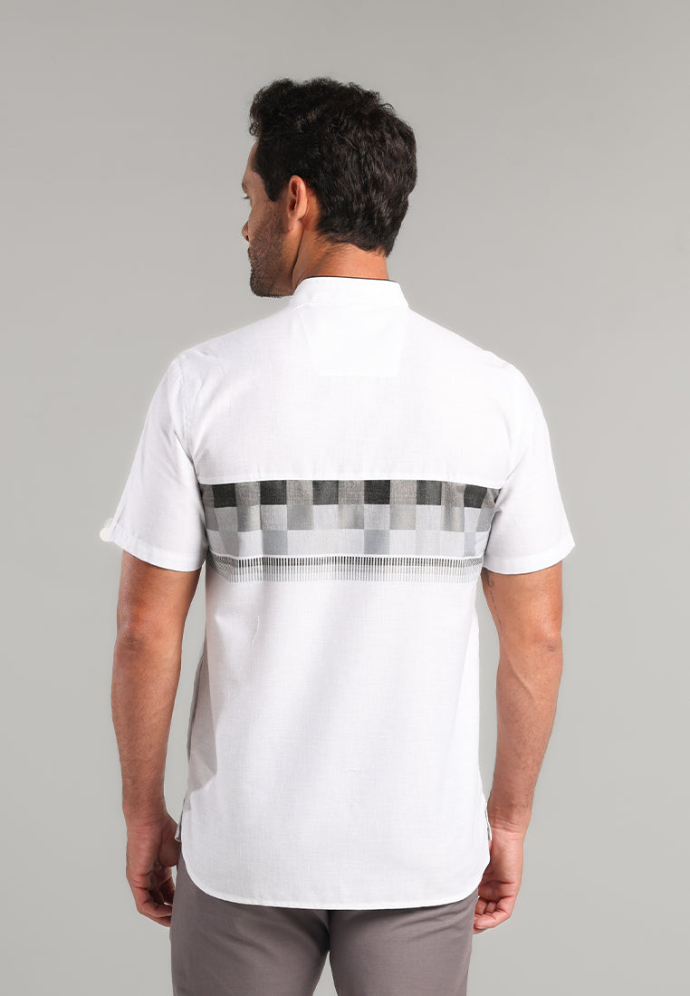 MOC Kemeja Koko Lengan Pendek Pria Dubai - White