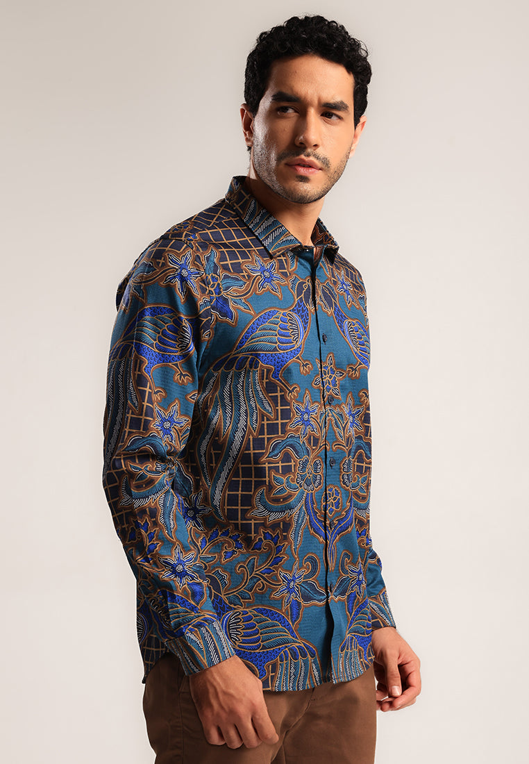 MOC - Kemeja Batik Pria Lengan Panjang Bramantha - Navy