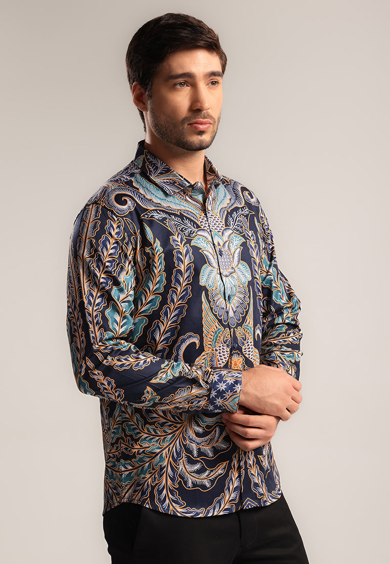 MOC - Kemeja Batik Pria Lengan Panjang Vardhama - Black