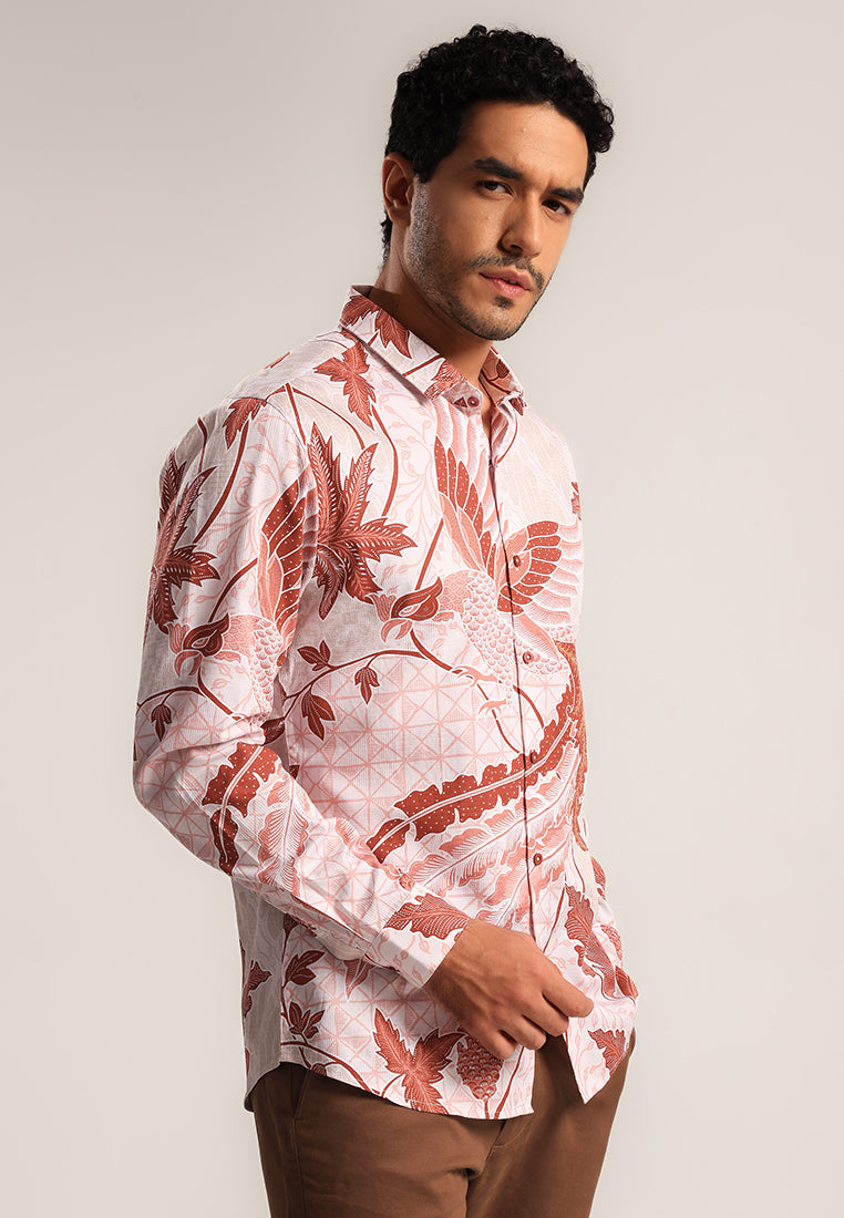 MOC - Kemeja Batik Pria Lengan Panjang Badrika - Maroon
