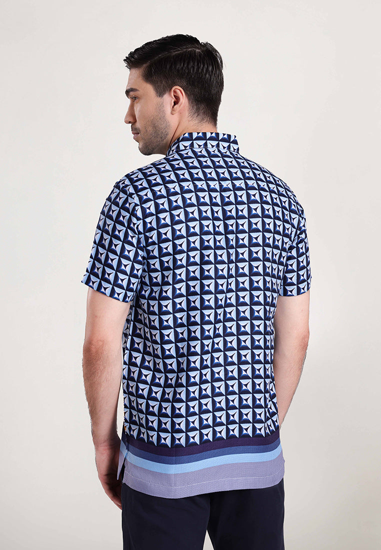 MOC Kemeja Lengan Pendek Pria SHIP ON - Blue