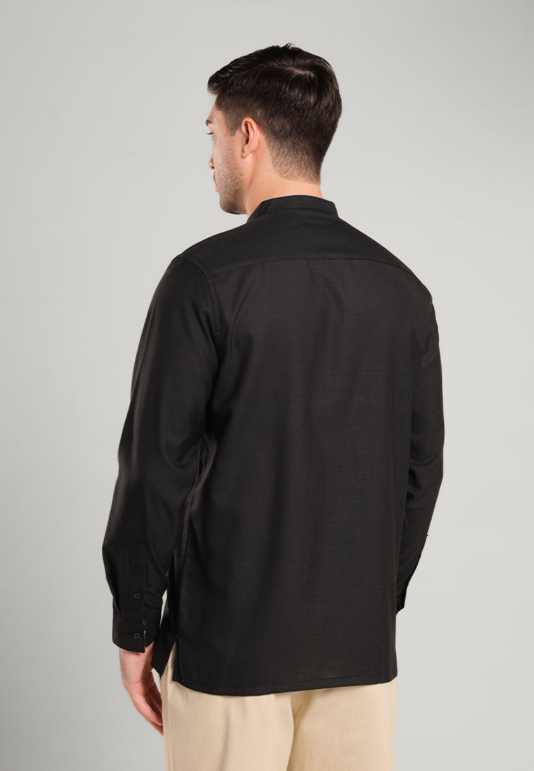 MOC Kemeja Koko Lengan Panjang Pria NIKOLAI - BLACK