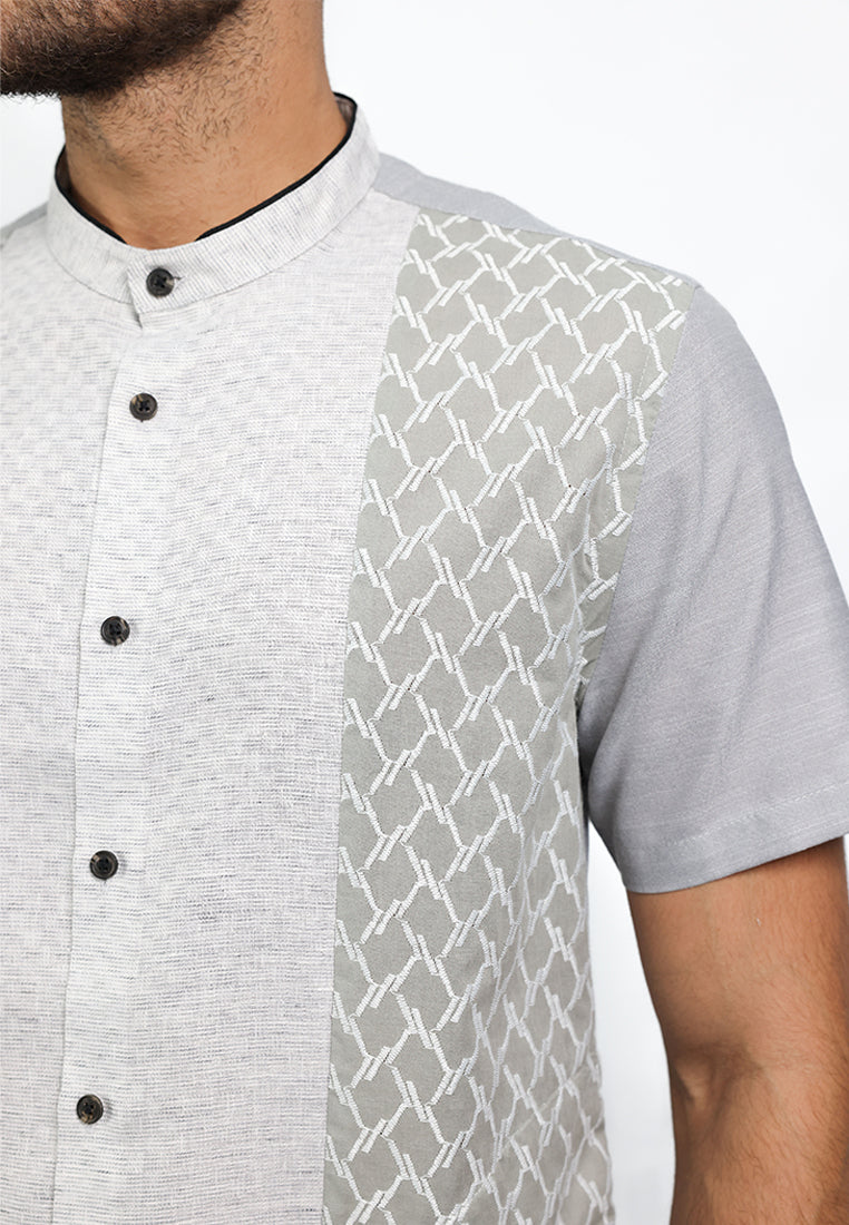 MOC Kemeja Koko Lengan Pendek Pria Tragan - Grey