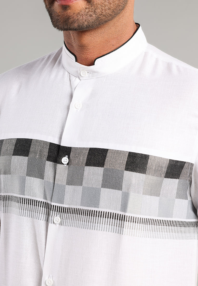 MOC Kemeja Koko Lengan Pendek Pria Dubai - White